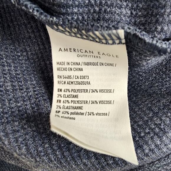 NEW American Eagle Printed Waffle Long Sleeve Stretch Top - Picture 9 of 12